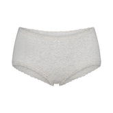 LIGHTWEIGHT COTTON POINTELLE LACE BOY SHORT | LIGHT HEATHER GREY