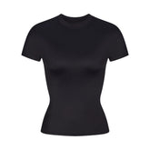 NikeSKIMS SHINE SHORT SLEEVE MOCK NECK TOP | OBSIDIAN