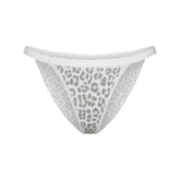 LIGHTWEIGHT COTTON LOGO PICOT STRING BIKINI | SNOW LEOPARD PRINT