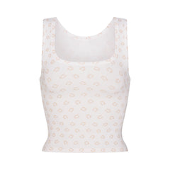 COTTON RIB TANK | OCHRE HORSESHOE PRINT