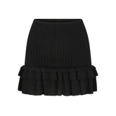SHEER KNIT RUFFLE MINI SKIRT | ONYX