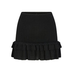 SHEER KNIT RUFFLE MINI SKIRT | ONYX
