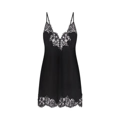 SILK LACE MINI SLIP DRESS | ONYX