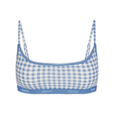 LIGHTWEIGHT COTTON LOGO PICOT SCOOP BRALETTE | ARCTIC GINGHAM