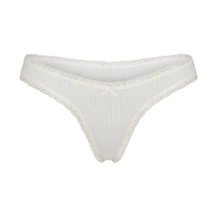 LIGHTWEIGHT COTTON POINTELLE LACE THONG | MARBLE TONAL