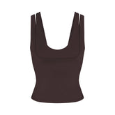 NikeSKIMS MATTE DOUBLE STRAP SCOOP TANK | DARK SEPIA