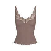RIB KNIT LACE CAMI | AMETHYST