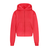 COTTON FLEECE CLASSIC ZIP UP HOODIE | WASHED RED