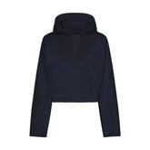 WOVEN COTTON HALF ZIP PULLOVER | NAVY