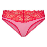 LIGHTWEIGHT COTTON WIDE LACE BRIEF | CARNATION CONTRAST