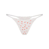 LIGHTWEIGHT COTTON POINTELLE LACE STRING THONG | SNOW ARROWED HEARTS
