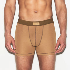 SKIMS COTTON MENS 3" BOXER BRIEF | RUSSET