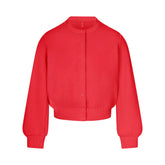 COTTON FLEECE SHRUNKEN CARDIGAN | WASHED RED