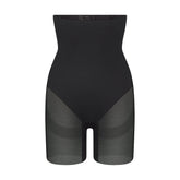 POWER MESH SHAPEWEAR CORE SCULPT HIGH-WAISTED MID THIGH SHORT | ONYX