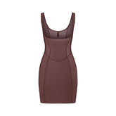 POWER MESH SHAPEWEAR OPEN BUST SLIP DRESS | COCOA
