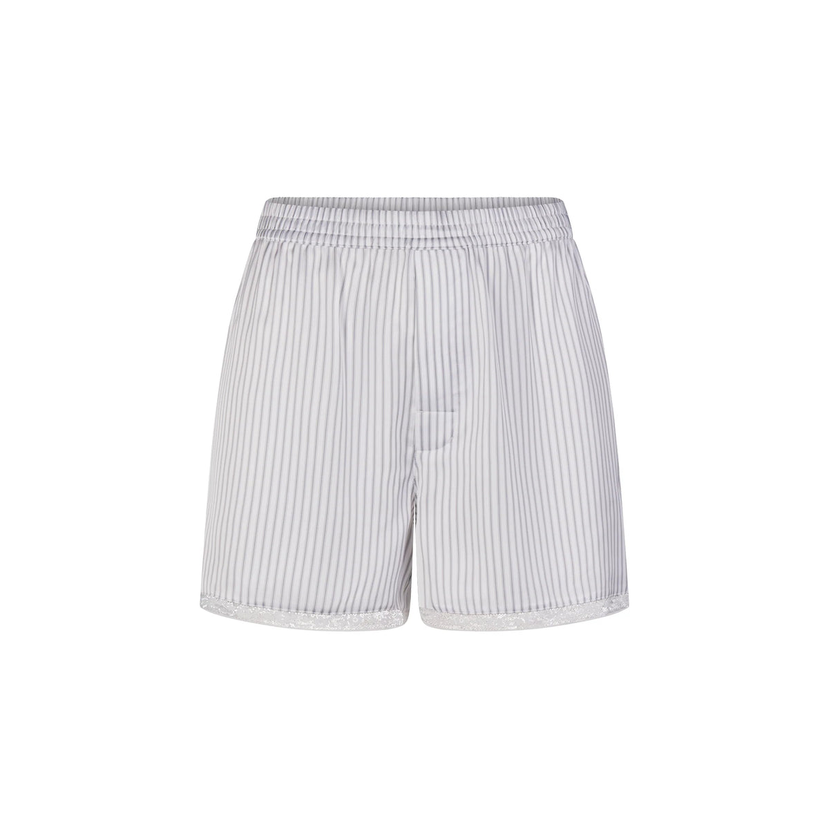 WOVEN SHINE LACE BOXER | SILVER TRIPLE PINSTRIPE