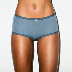 LIGHTWEIGHT COTTON POINTELLE LACE BOY SHORT | ZIRCON TONAL