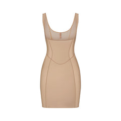 POWER MESH SHAPEWEAR OPEN BUST SLIP DRESS | CLAY
