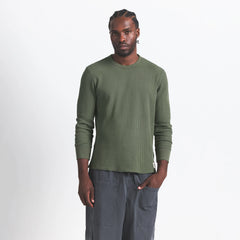 WAFFLE MENS LONG SLEEVE TOP | MILITARY GREEN