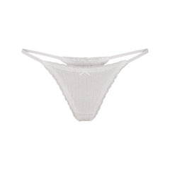 LIGHTWEIGHT COTTON POINTELLE LACE STRING THONG | SNOW
