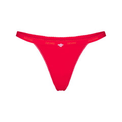 LIGHTWEIGHT COTTON LOGO PICOT THONG | RUBY TONAL