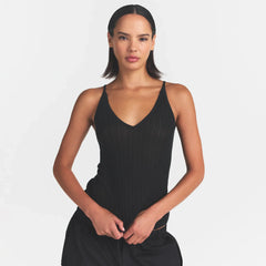 SHEER KNIT PLUNGE TANK | ONYX