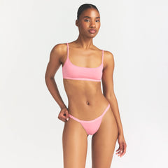 LIGHTWEIGHT COTTON LOGO PICOT THONG | MELON TONAL