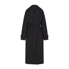 WOVEN COTTON OVERSIZED TRENCH COAT | ONYX