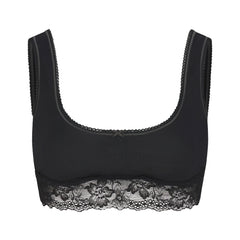 LIGHTWEIGHT COTTON LACE SCOOP BRALETTE | SOOT TONAL