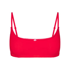 LIGHTWEIGHT COTTON LOGO PICOT SCOOP BRALETTE | RUBY TONAL