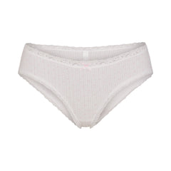 LIGHTWEIGHT COTTON POINTELLE LACE BRIEF | SNOW PEONY PIN DOT