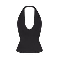 SMOOTH LAYERS HALTER TOP | OBSIDIAN