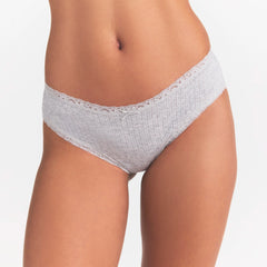 LIGHTWEIGHT COTTON POINTELLE LACE BRIEF | LIGHT HEATHER GREY