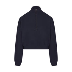 DRAPEY FRENCH TERRY HALF ZIP | NAVY