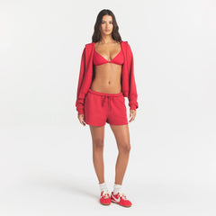 COTTON FLEECE CLASSIC ZIP UP HOODIE | WASHED RED