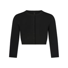 REFINED KNIT CROPPED CARDIGAN | OBSIDIAN