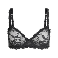 STRETCH LACE UNLINED DEMI BRA | SOOT