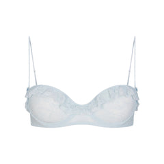 STRETCH LACE RUFFLE UNLINED BRA | POWDER BLUE