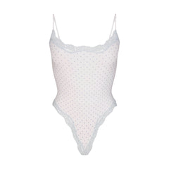FITS EVERYBODY LACE CAMI BODYSUIT | SLATE PIN DOT PRINT