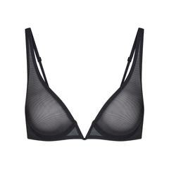 ULTRA FINE MESH DEEP PLUNGE BRA | OBSIDIAN
