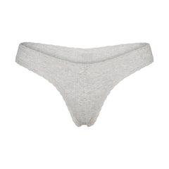 LIGHTWEIGHT COTTON POINTELLE LACE THONG | LIGHT HEATHER GREY