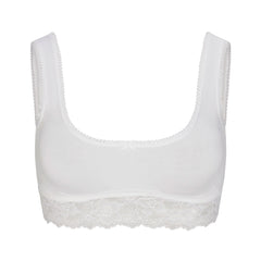 LIGHTWEIGHT COTTON LACE SCOOP BRALETTE | SNOW