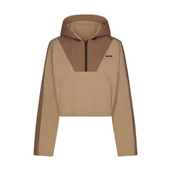 WOVEN COTTON HALF ZIP PULLOVER | DESERT