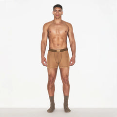 SKIMS COTTON MENS 3" BOXER BRIEF | RUSSET