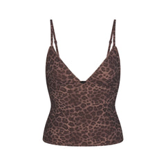 FITS EVERYBODY PICOT CAMI AND BOY SHORT SET | UMBER LEOPARD PRINT