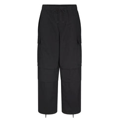 WOVEN COTTON OVERSIZED LOW RISE CARGO PANT | ONYX