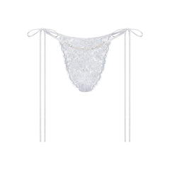 SKIMS LACE TIE SIDE TANGA | SNOW