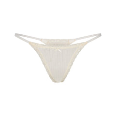 LIGHTWEIGHT COTTON POINTELLE LACE STRING THONG | MARBLE TONAL