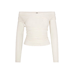 VETTESE X SKIMS SHEER MODAL OFF THE SHOULDER TOP | ECRU