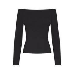 SMOOTH LAYERS OFF THE SHOULDER TOP | OBSIDIAN